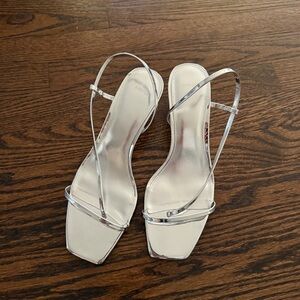 Mango Metallic Silver Sandals - Size 9
